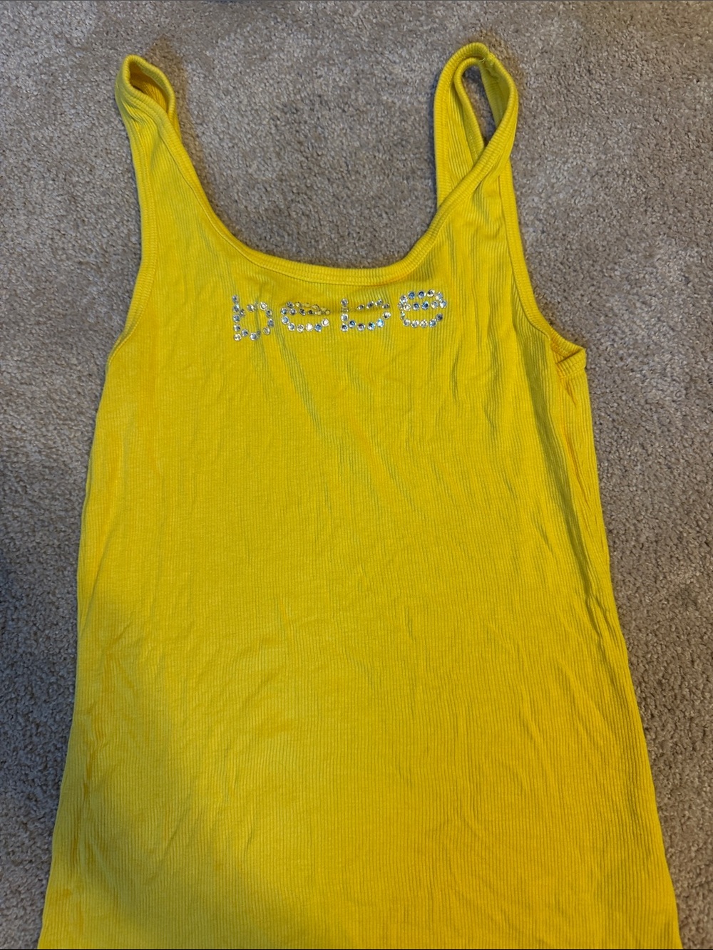 Yellow Tank Top with Rhinestone Logo